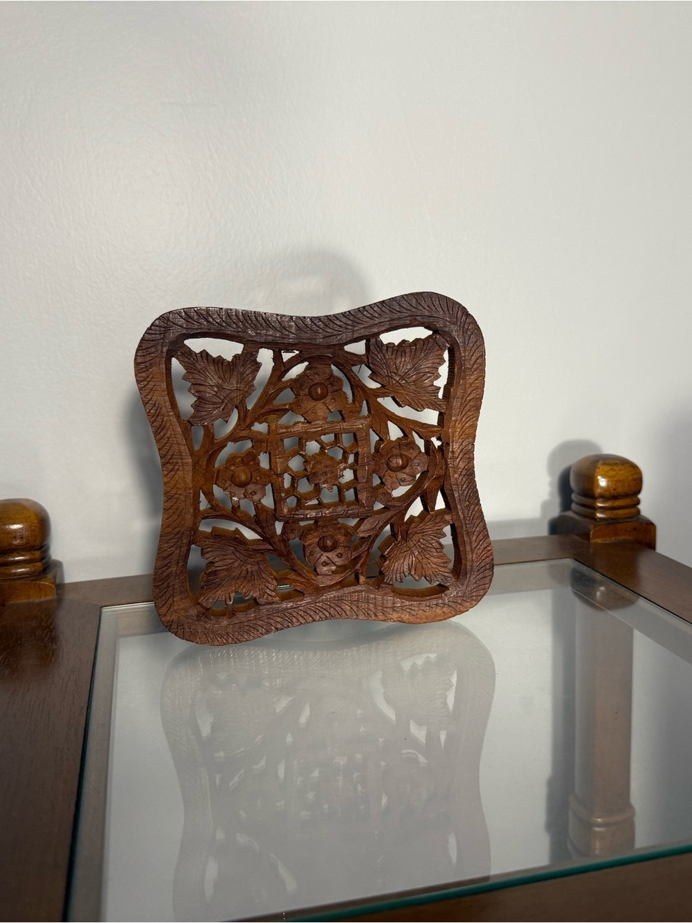Hand-Carved Wooden Trivet